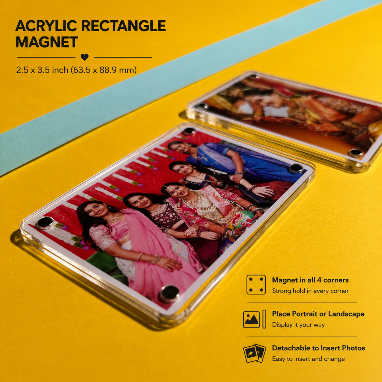 2.5" × 3.5" Acrylic Photo Magnet - Rectangle