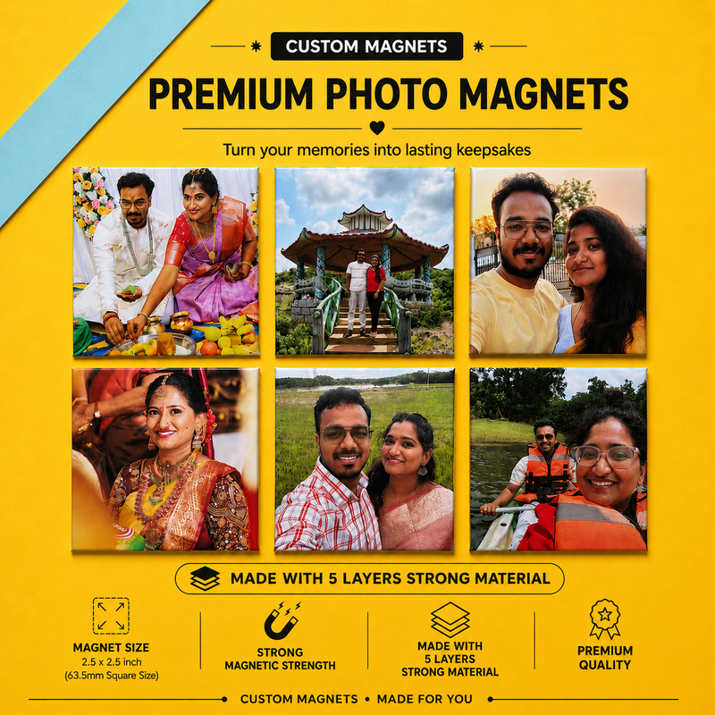 2.5" × 2.5" Premium Photo Magnet - Square